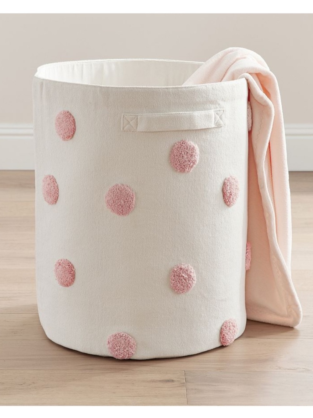 Pottery Barns Kids Hamper Polka Dots Pink Blush